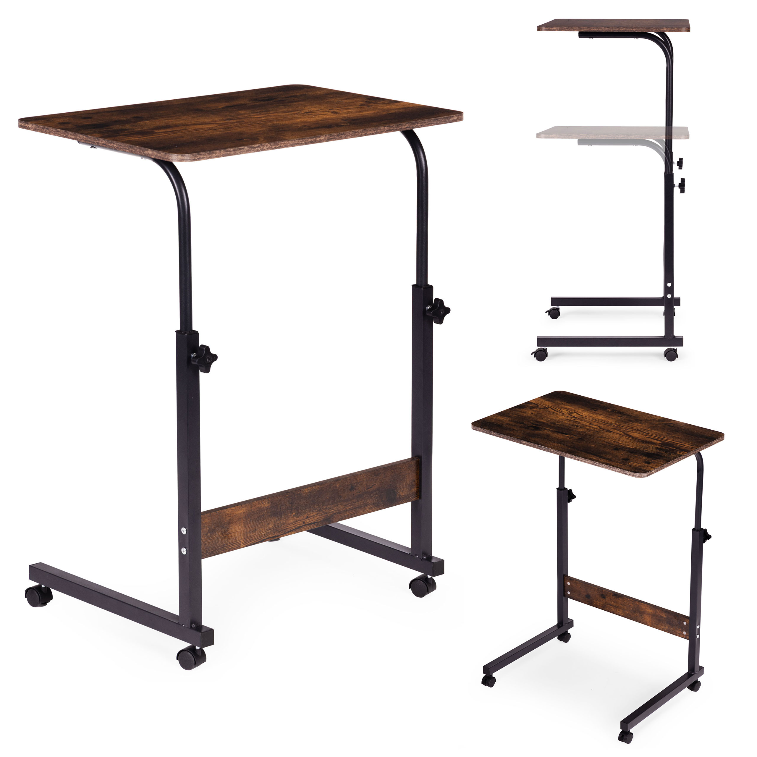 Mobile laptop table – side desk for armchair in aged walnut finish, ModernHome aprašymas - Prekės nuotrauka