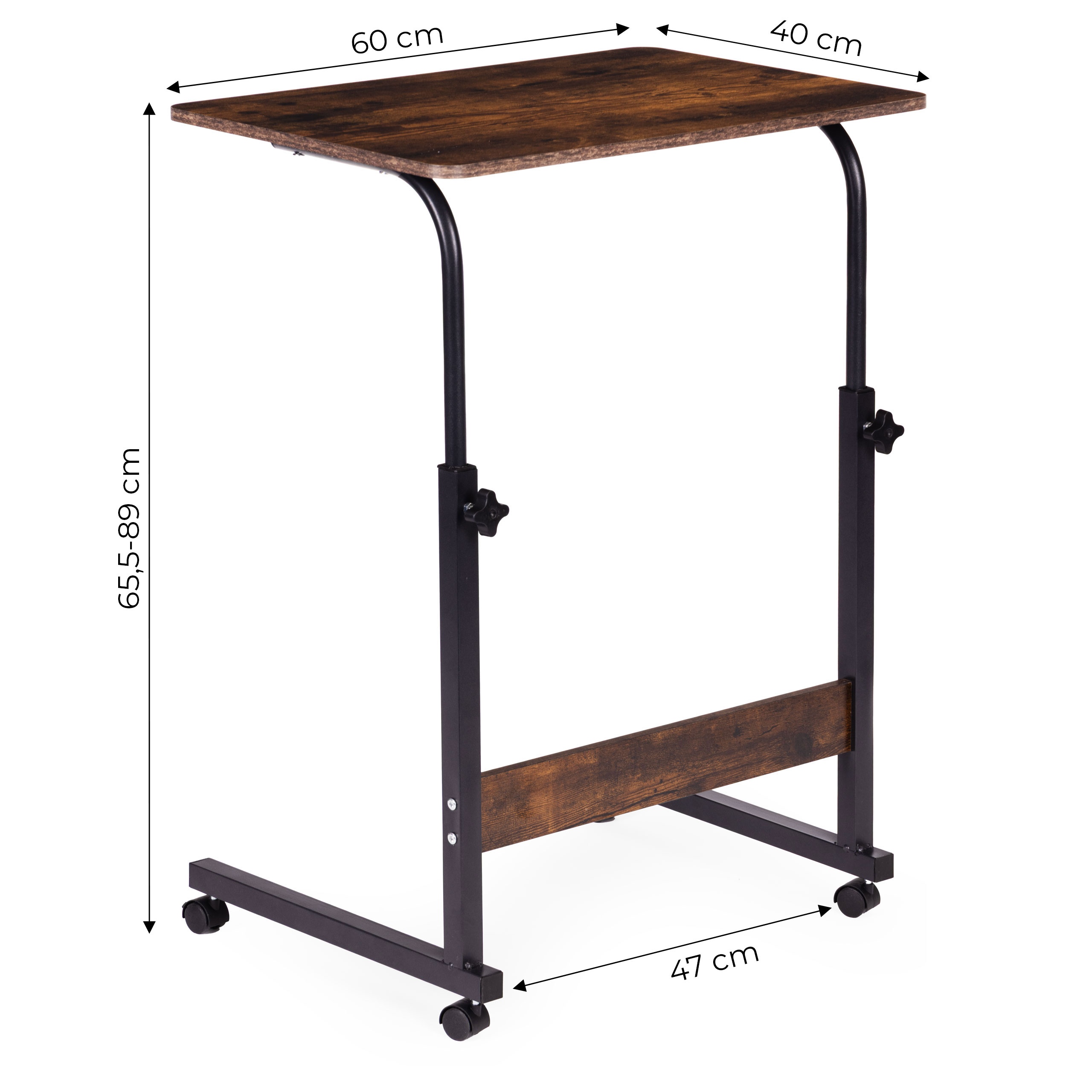 Mobile laptop table – side desk for armchair in aged walnut finish, ModernHome aprašymas - Prekės nuotrauka