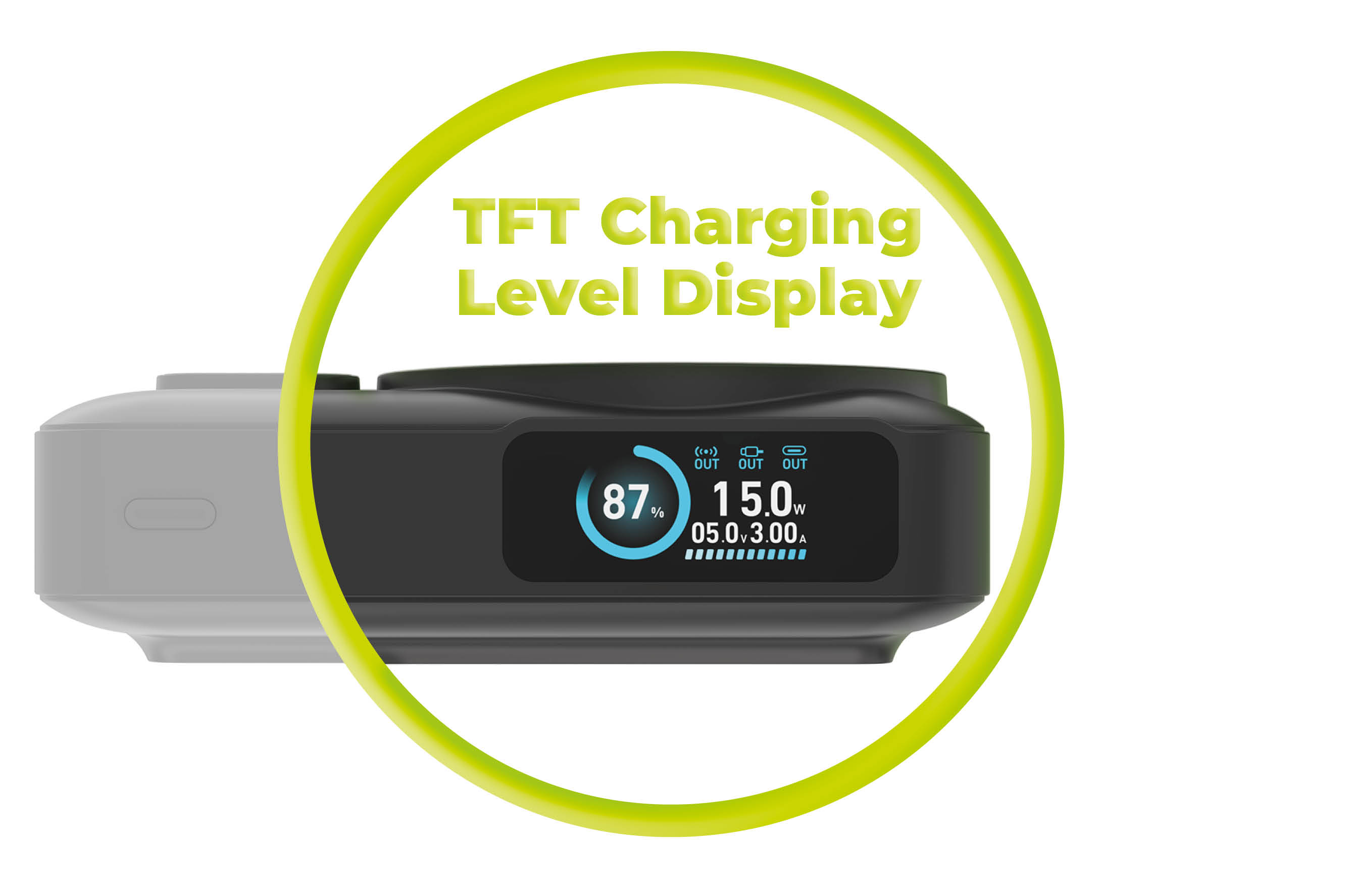 Mobile Origin 10000 mAh Qi2 TFT Ekranas Semi-solid PowerBank PB19 – USB-C Cable Juodas aprašymas - Prekės nuotrauka