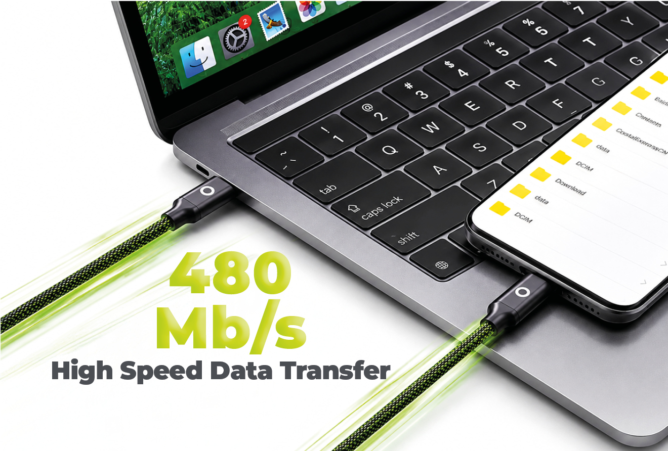 Mobile Origin 140W dvigubo įkrovimo USB-C laidas 1.2 m CB10 aprašymas - Prekės nuotrauka