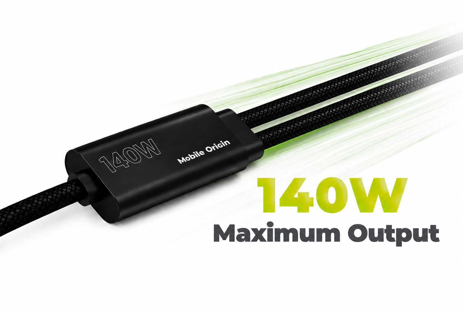 Mobile Origin 140W dvigubo įkrovimo USB-C laidas 1.2 m CB10 aprašymas - Prekės nuotrauka