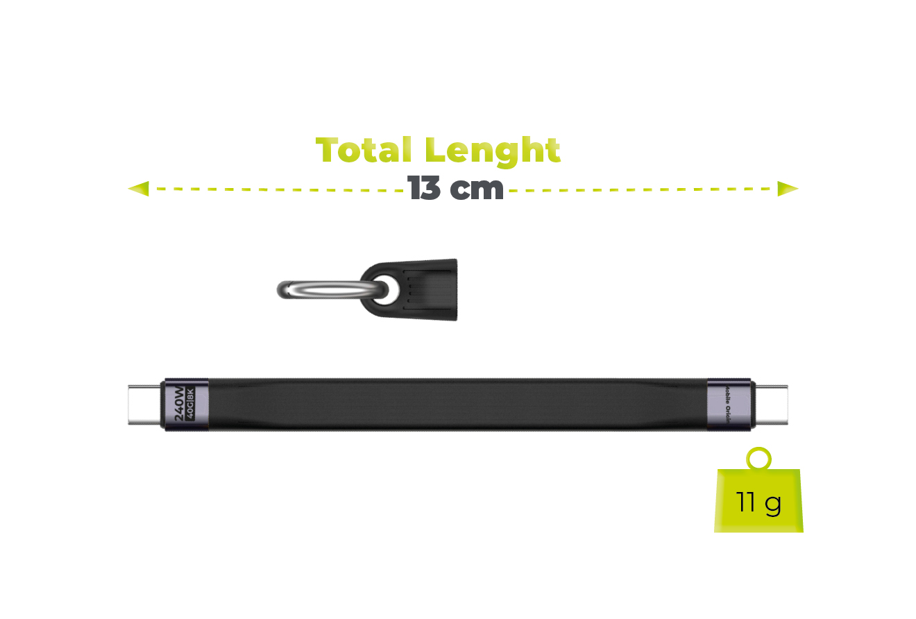 Mobile Origin 240W 40Gbps 8K USB-C Keychain Cable CB17 Juodas aprašymas - Prekės nuotrauka