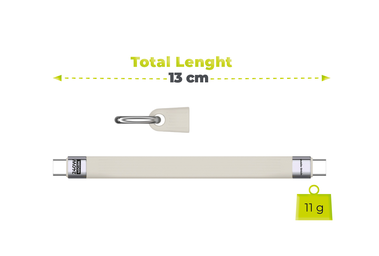 Mobile Origin 240W 40Gbps 8K USB-C raktų pakabuko laidas CB17 baltas aprašymas - Prekės nuotrauka