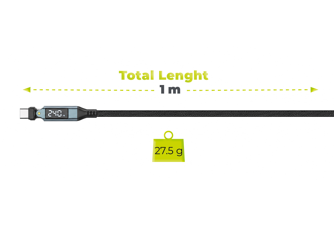 Mobile Origin 240W Ekranas 540° Rotating USB-C to USB-C Cable 1 m CB16 aprašymas - Prekės nuotrauka