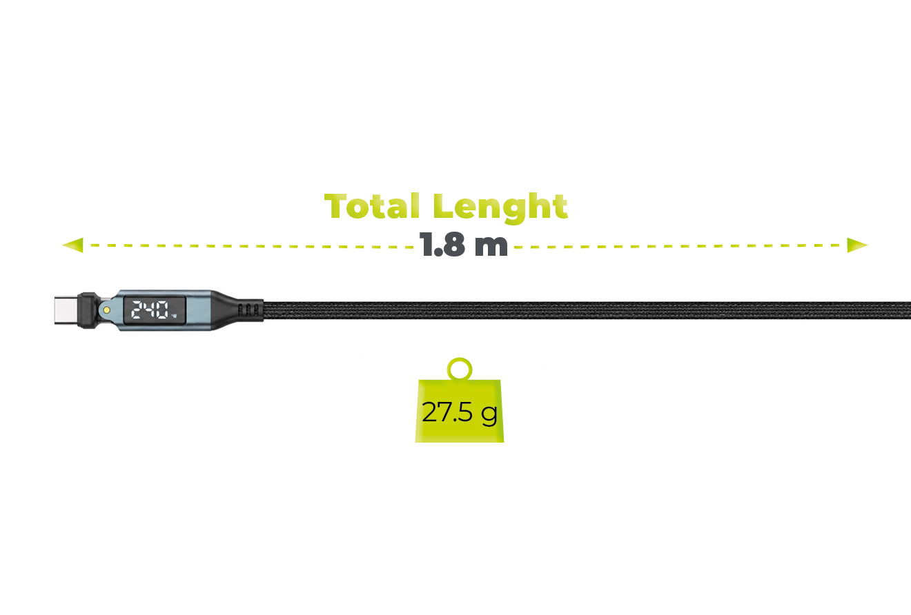 Mobile Origin 240W Ekranas 540° Rotating USB-C to USB-C Cable 1.8 m CB16 aprašymas - Prekės nuotrauka