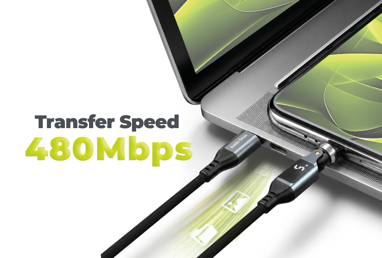 Mobile Origin 240W Ekranas 540° Rotating USB-C to USB-C Cable 1.8 m CB16 aprašymas - Prekės nuotrauka