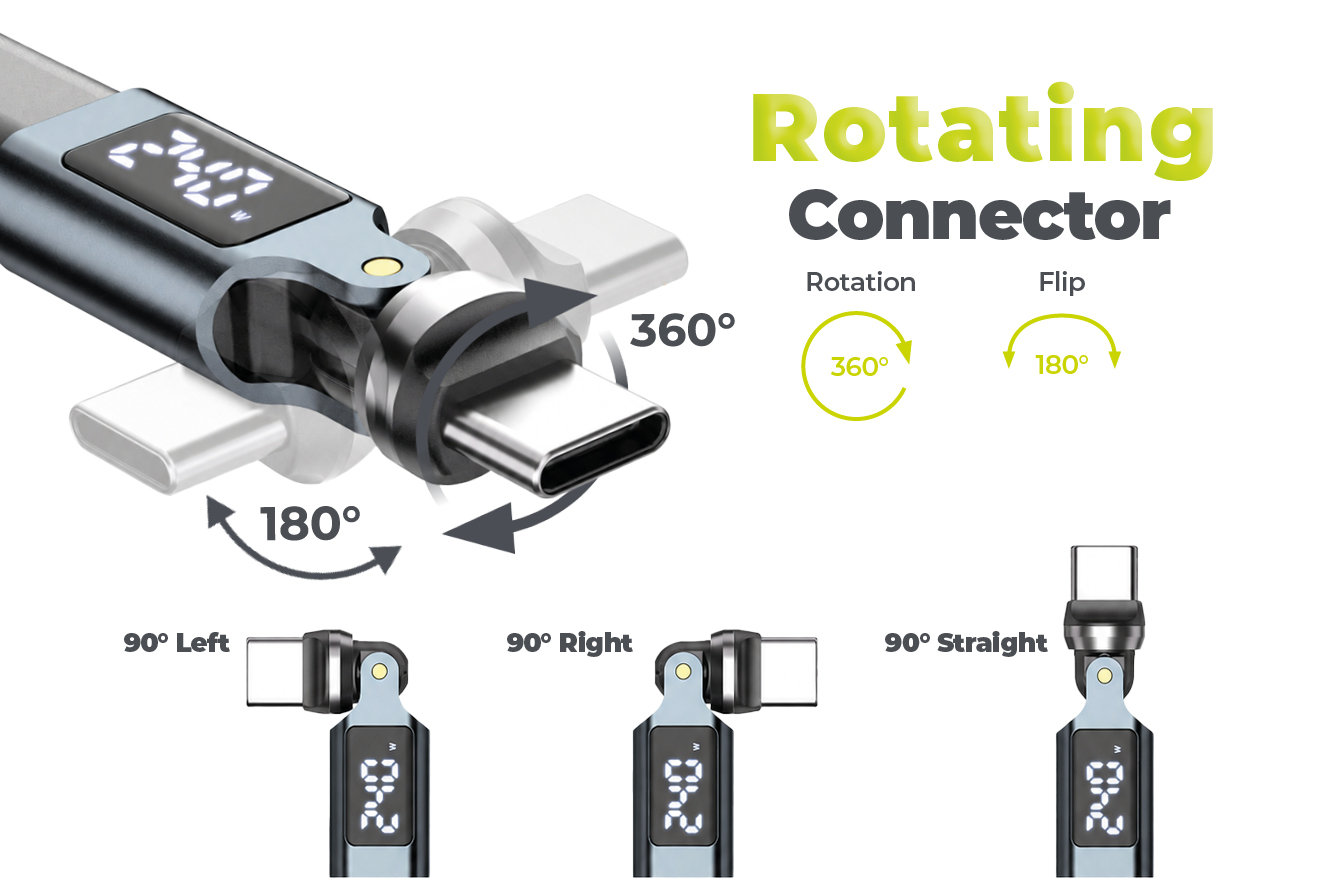 Mobile Origin 240W Ekranas USB-C Rotation 540° Adapteris CB15 aprašymas - Prekės nuotrauka