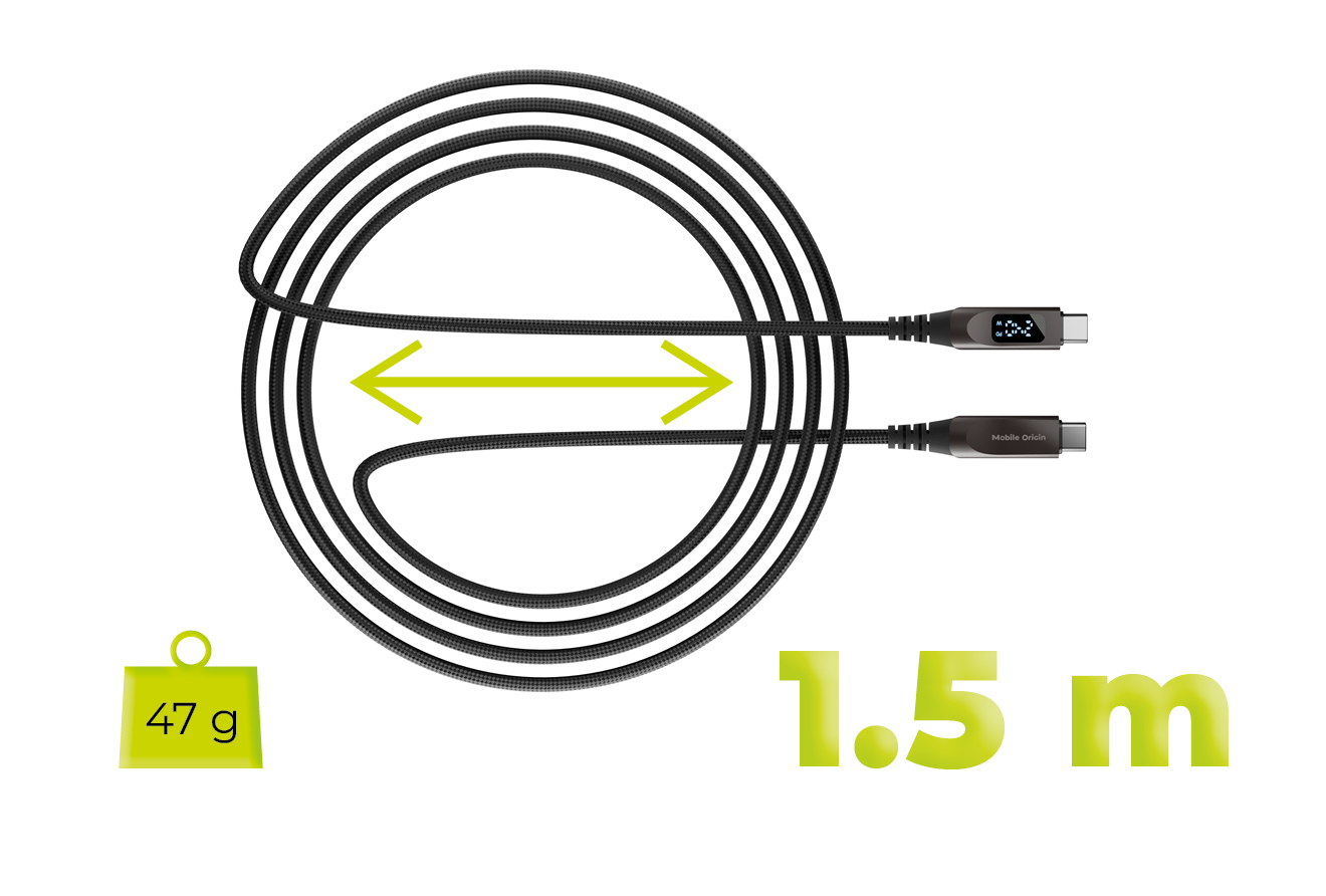 Mobile Origin 240W ekrano laidas USB-C į USB-C 1.5m CB4 aprašymas - Prekės nuotrauka