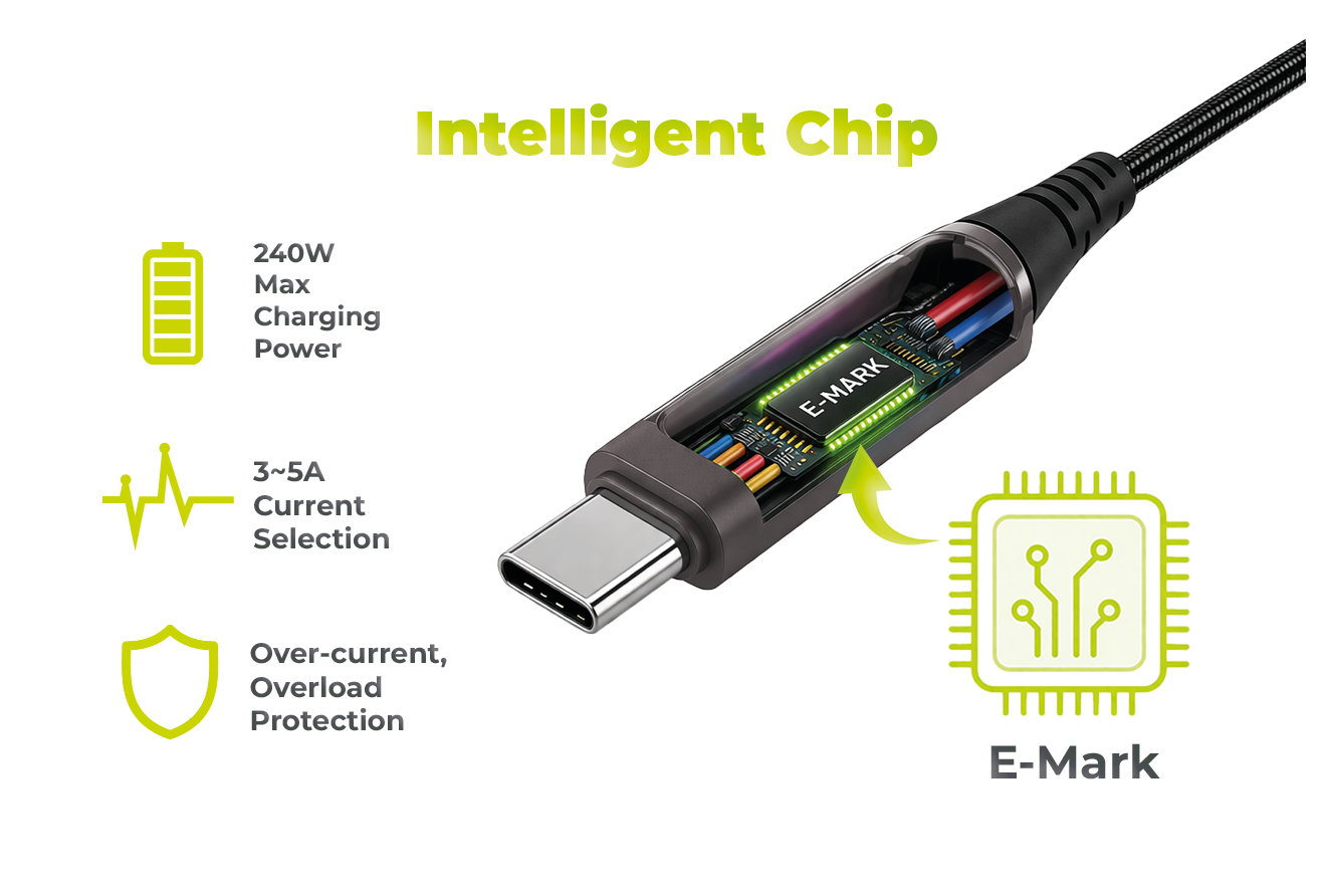 Mobile Origin 240W ekrano laidas USB-C į USB-C 1.5m CB4 aprašymas - Prekės nuotrauka