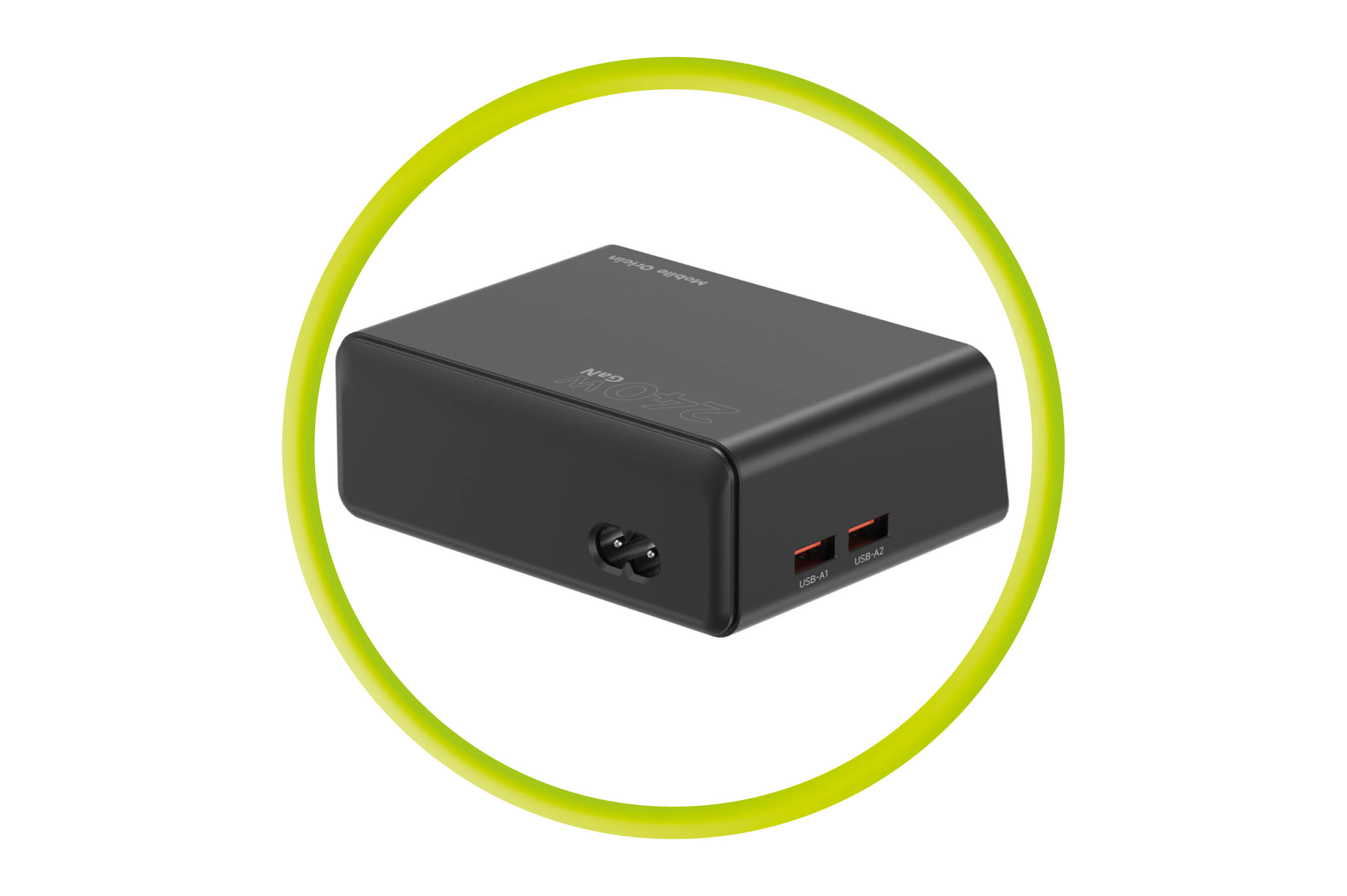 Mobile Origin 240W GaN ekraninis įkroviklio šakotuvas PW39 – 4x USB-C + 2x USB-A aprašymas - Prekės nuotrauka