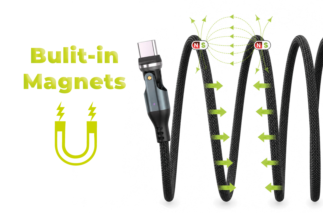 Mobile Origin 240W Magnetic 540° Rotating USB-C to USB-C Cable 1 m CB14 aprašymas - Prekės nuotrauka