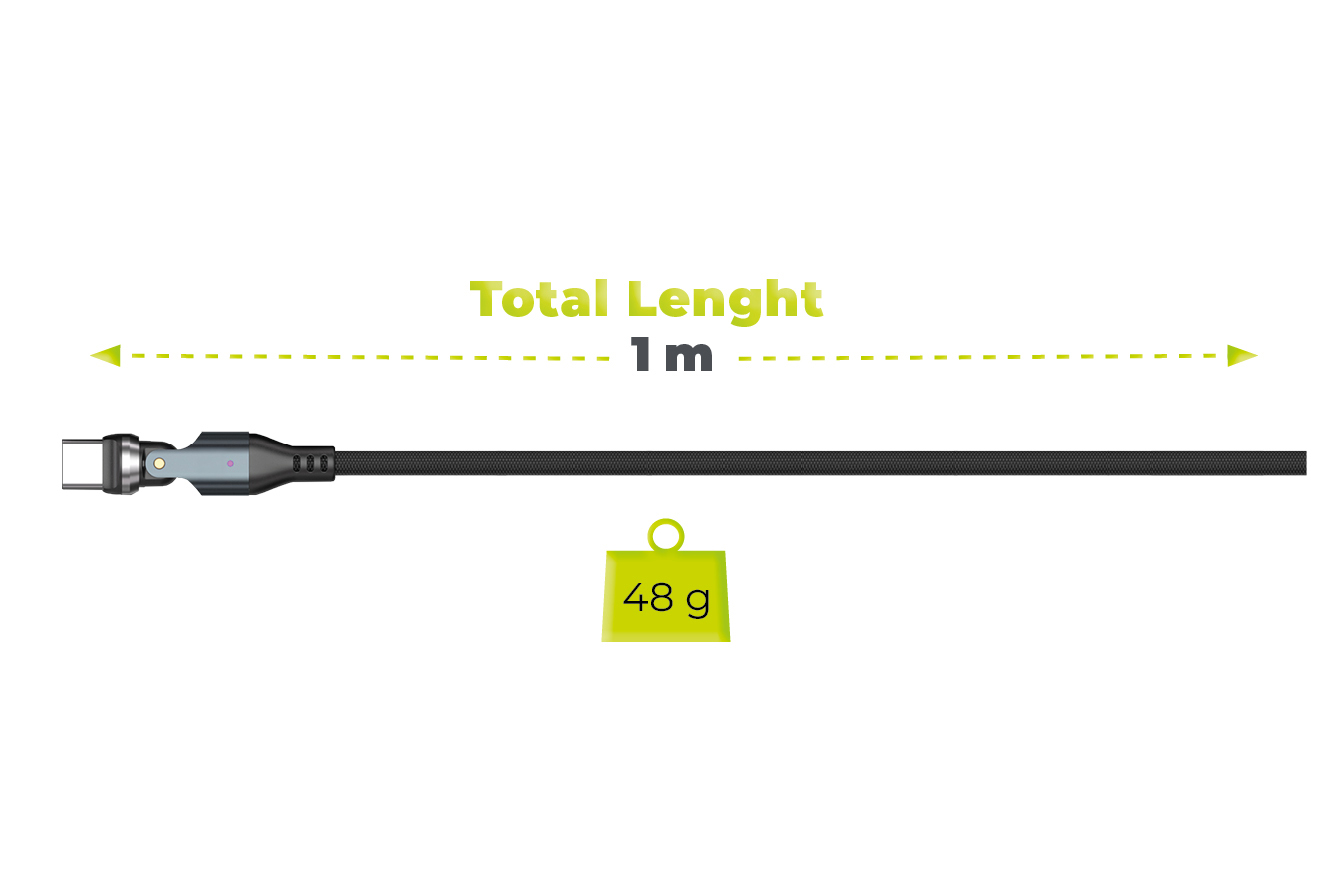 Mobile Origin 240W Magnetic 540° Rotating USB-C to USB-C Cable 1 m CB14 aprašymas - Prekės nuotrauka
