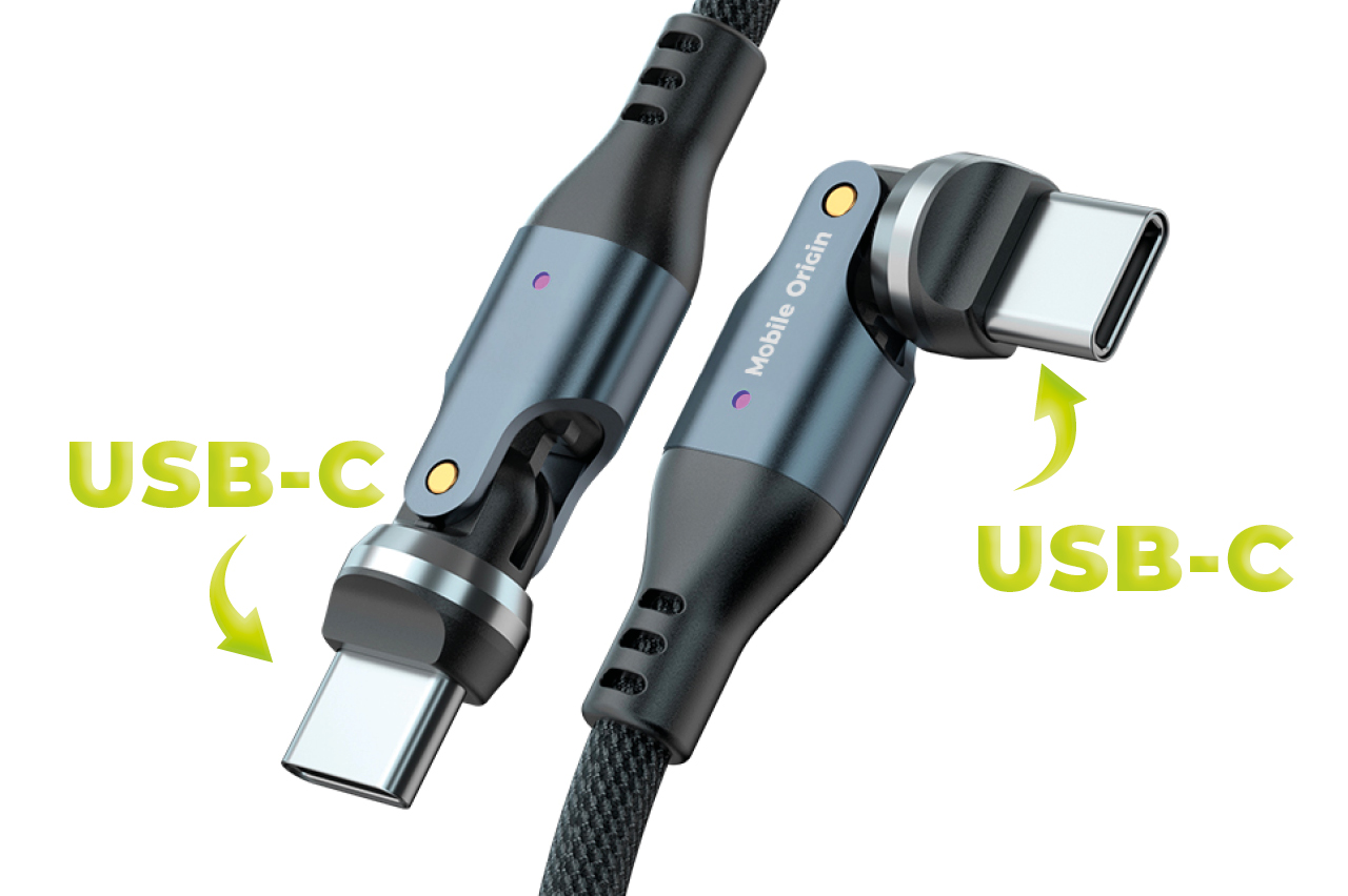 Mobile Origin 240W Rotating Cable 540° USB-C to USB-C 1m CB12 aprašymas - Prekės nuotrauka