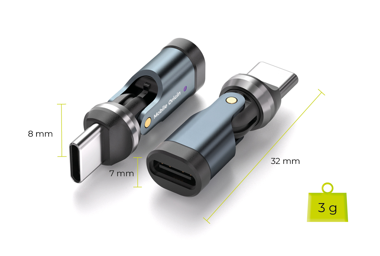 Mobile Origin 240W USB-C 540° besisukantis adapteris CB13 aprašymas - Prekės nuotrauka