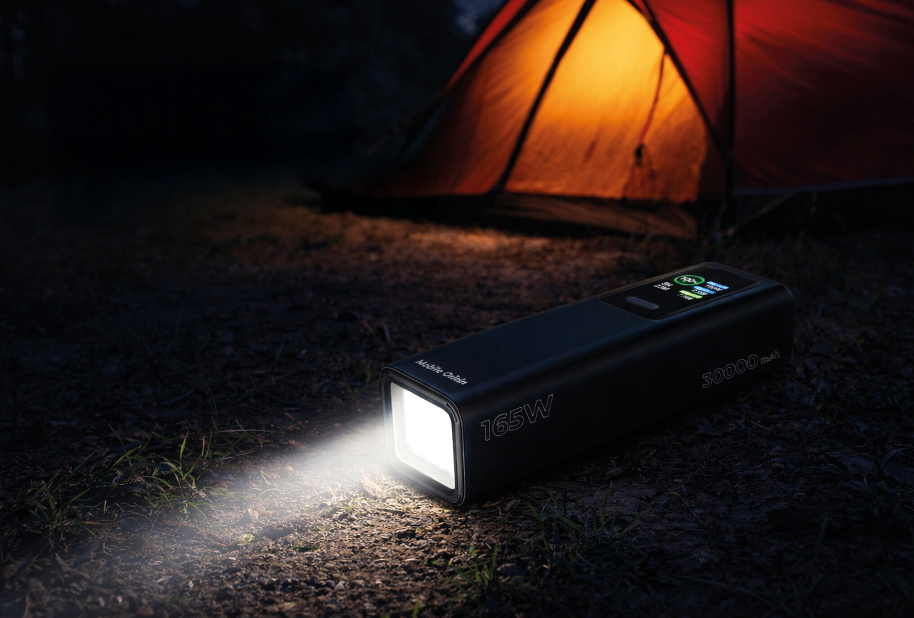 Mobile Origin 30000 mAh išorinė baterija su TFT ekranu ir žibintuvėliu PB17 – 2x USB-C + USB-A aprašymas - Prekės nuotrauka