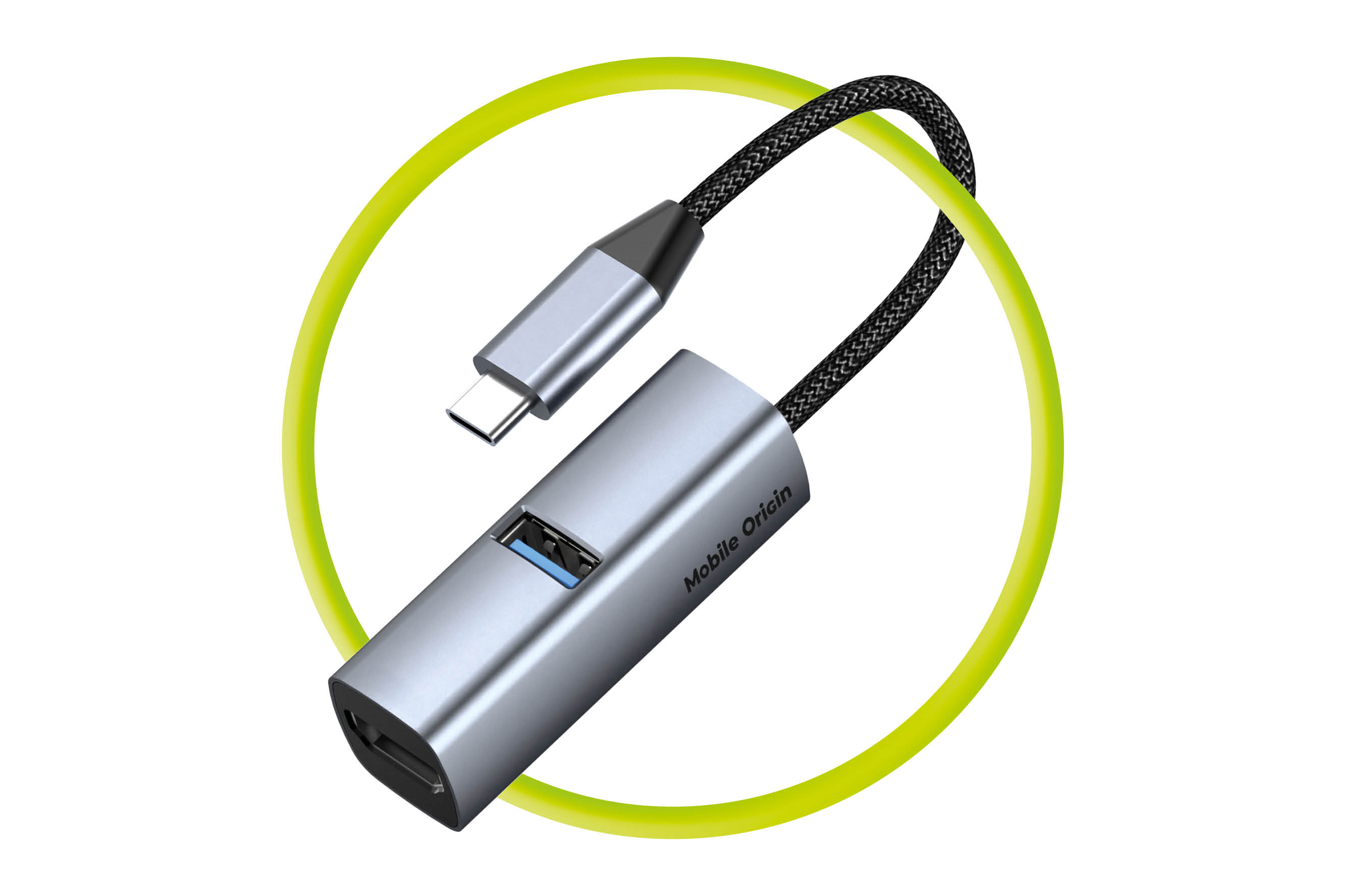 Mobile Origin 3in1 CompactHub HB1 – USB-A, USB-C, HDMI, USB-C laidas aprašymas - Prekės nuotrauka