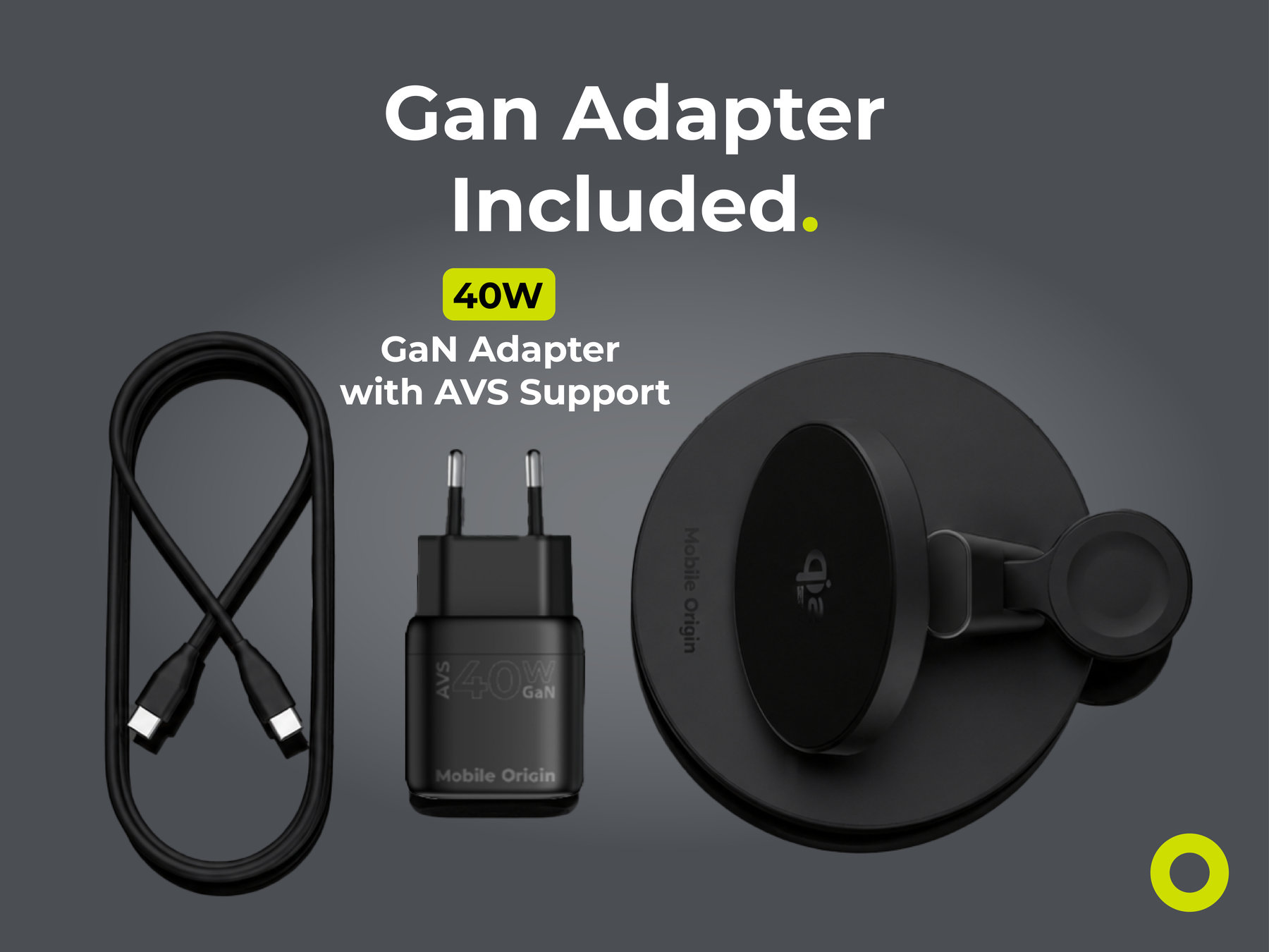 Mobile Origin Qi2 25W PowerStand Pro 3in1 su 40-60W AVS GaN įkrovikliu PW40 juodas aprašymas - Prekės nuotrauka