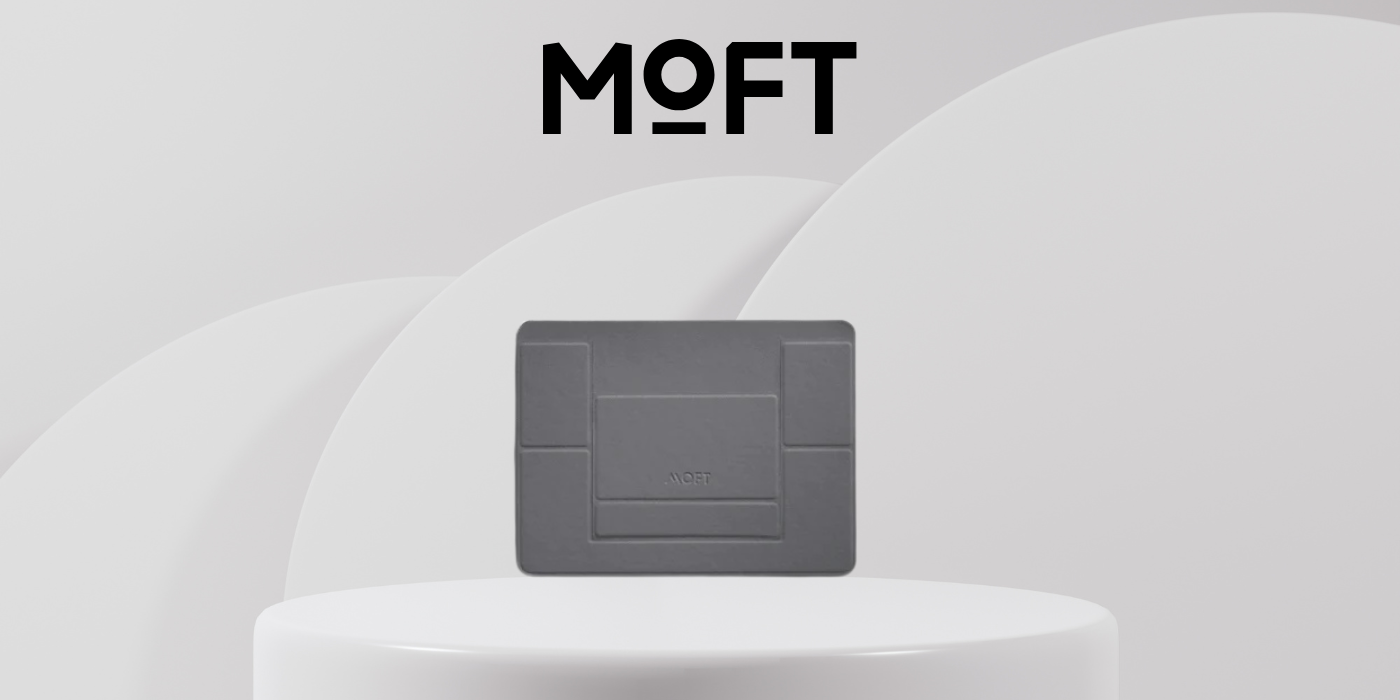 Moft Movas Adhesive Nešiojamas kompiuteris Stand pilkos spalvos aprašymas - Prekės nuotrauka