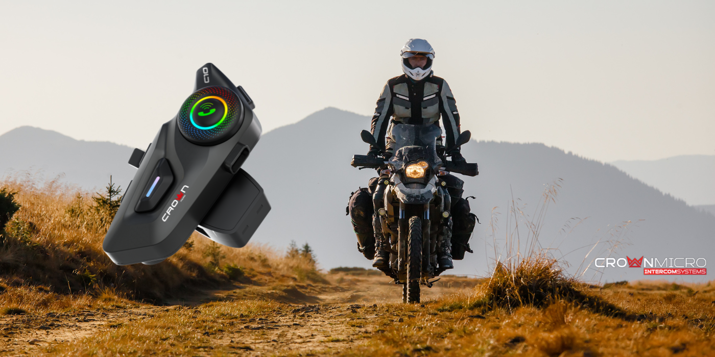 Motociklo laisvų rankų įranga Crown C10 Bluetooth 5.3 juodos spalvos aprašymas - Prekės nuotrauka