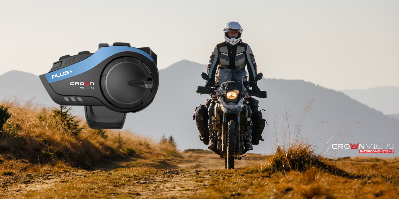 Motociklo šalmo laisvų rankų įranga Crown CMMK-06 Bluetooth 5.0, juodos spalvos aprašymas - Prekės nuotrauka