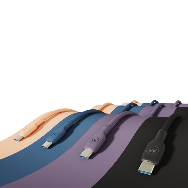 Motorola Silicone USB-C to USB-C Cable 2 m 5 A mėlynas aprašymas - Prekės nuotrauka