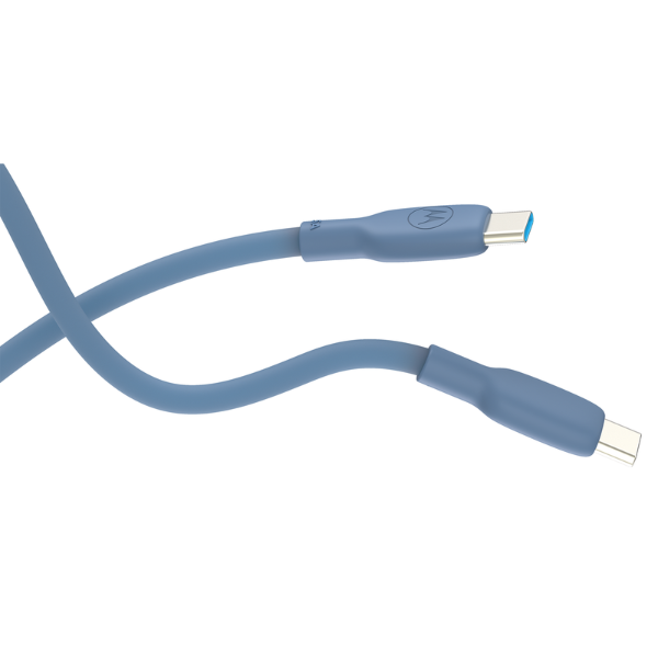 Motorola Silicone USB-C to USB-C Cable 2 m 5 A mėlynas aprašymas - Prekės nuotrauka