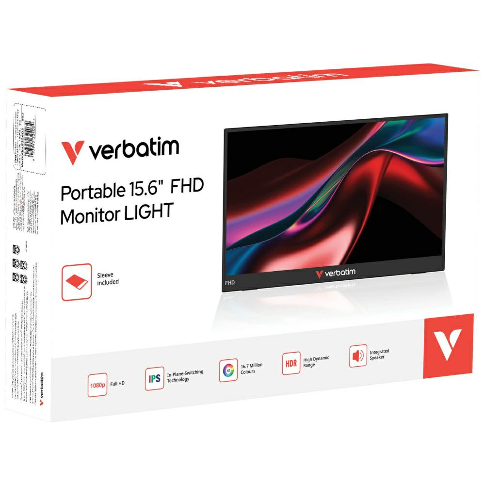 Nešiojamas monitorius Verbatim LIGHT 15.6″ FHD juodos spalvos 32401 aprašymas - Prekės nuotrauka