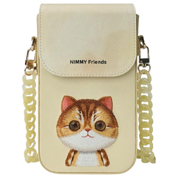 Nimmy 3in1 rinkinys telefono krepšys + piniginė + dėklas lokatoriui khaki Big Eyed Pet 2.0 Cat aprašymas - Prekės nuotrauka