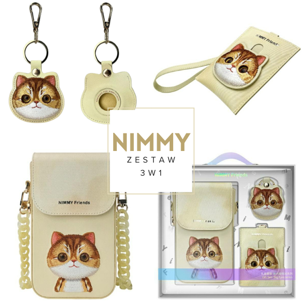 Nimmy 3in1 rinkinys telefono krepšys + piniginė + dėklas lokatoriui khaki Big Eyed Pet 2.0 Cat aprašymas - Prekės nuotrauka