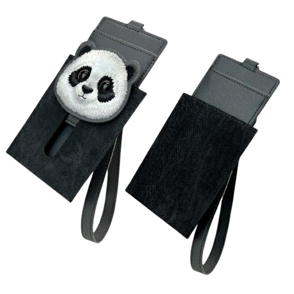 Nimmy 3in1 rinkinys telefono krepšys + piniginė + dėklas lokatoriui, juodos spalvos, Big Eyed Pet 2.0 Panda aprašymas - Prekės nuotrauka
