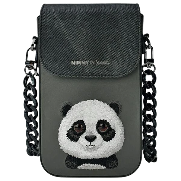 Dėklas Nimmy torebka na telefon juodos spalvos Big Eyed Pet 2.0 Panda aprašymas - Prekės nuotrauka