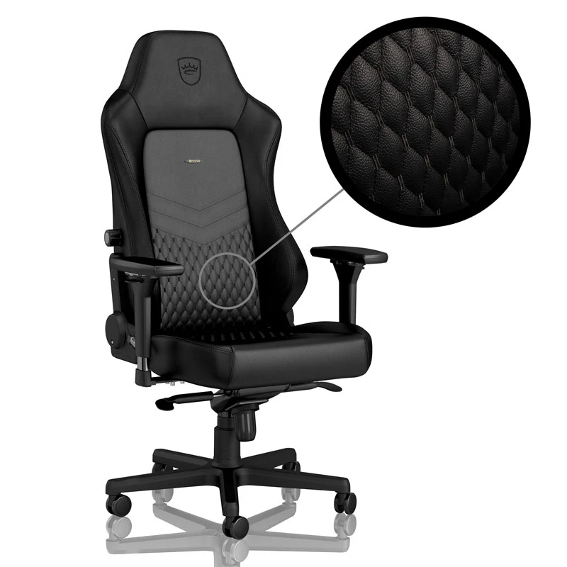 noblechairs HERO Real Leather Gaming Chair – Juodas/Juodas aprašymas - Prekės nuotrauka