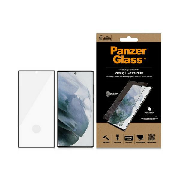 Panzer Glass PanzerGlass | Samsung | Galaxy S22 Ultra | Grūdintas stiklas | Juodas | Draugiškas atvejams. Suderinamas su ultragarsiniu pirštų atspaudų jutikliu. 100% jutiklinis jautrumas. Antibakterinis (sertifikuotas ISO 22196 ir JIS 22810) | Ekrano apsauga aprašymas - Prekės nuotrauka