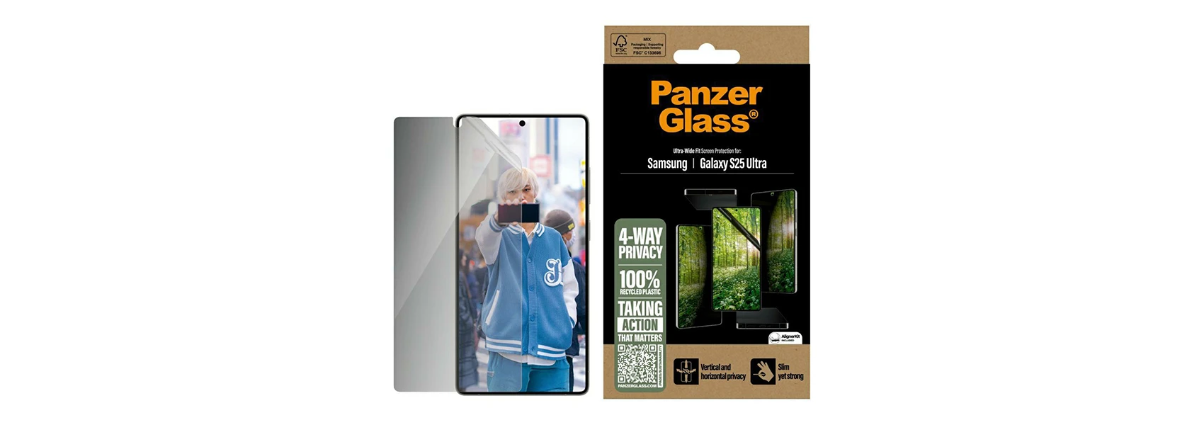 Panzer Glass PanzerGlass Eco Matrix Ultra-Wide Fit Privacy Glass, skirtas Samsung Galaxy S25 Ultra aprašymas - Prekės nuotrauka Panzer Glass PanzerGlass Eco Matrix Ultra-Wide Fit Privacy Glass, skirtas Samsung Galaxy S25 Ultra aprašymas - Prekės nuotrauka