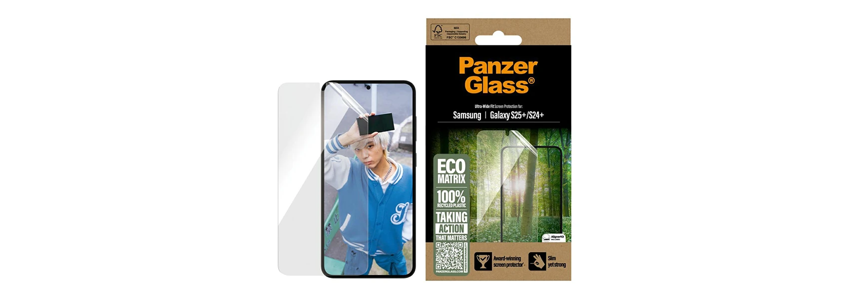 Panzer Glass PanzerGlass Eco Matrix Ultra-Wide Fit grūdintas stiklas, skirtas Samsung Galaxy S25 Plus aprašymas - Prekės nuotrauka Panzer Glass PanzerGlass Eco Matrix Ultra-Wide Fit grūdintas stiklas, skirtas Samsung Galaxy S25 Plus aprašymas - Prekės nuotrauka