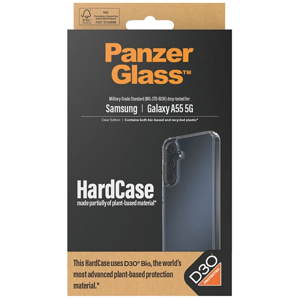 Panzer Glass PanzerGlass HardD3O® Bio and Military Grade certification Samsung Galaxy A55 5G - dėklas telefonui skaidrus aprašymas - Prekės nuotrauka Panzer Glass PanzerGlass HardD3O® Bio and Military Grade certification Samsung Galaxy A55 5G - dėklas telefonui skaidrus aprašymas - Prekės nuotrauka