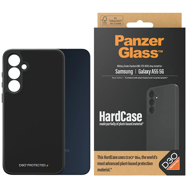 Panzer Glass PanzerGlass HardD3O® Bio and Military Grade Certification Samsung Galaxy A55 5G - dėklas telefonui skaidrus and dėklas telefonui juodos spalvos aprašymas - Prekės nuotrauka Panzer Glass PanzerGlass HardD3O® Bio and Military Grade Certification Samsung Galaxy A55 5G - dėklas telefonui skaidrus and dėklas telefonui juodos spalvos aprašymas - Prekės nuotrauka