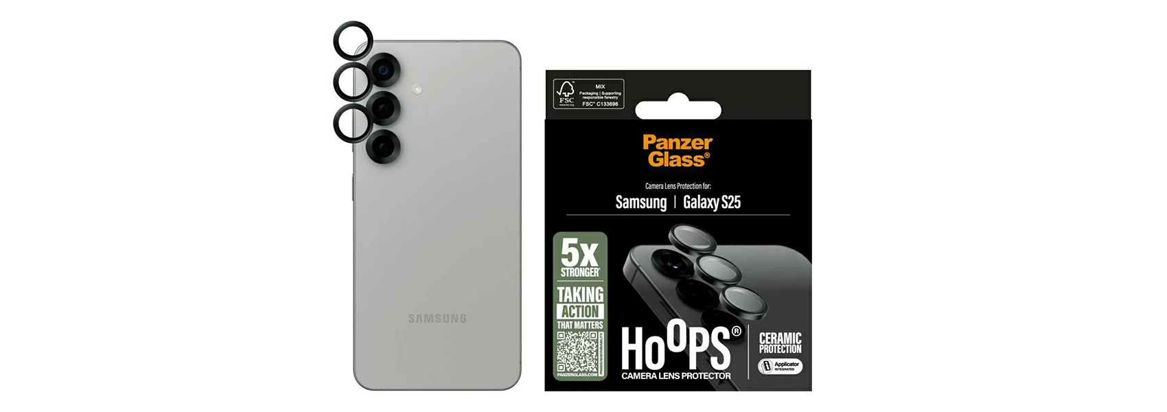 Panzer Glass PanzerGlass Hoops objektyvo apsauga, skirta Samsung Galaxy S25 aprašymas - Prekės nuotrauka