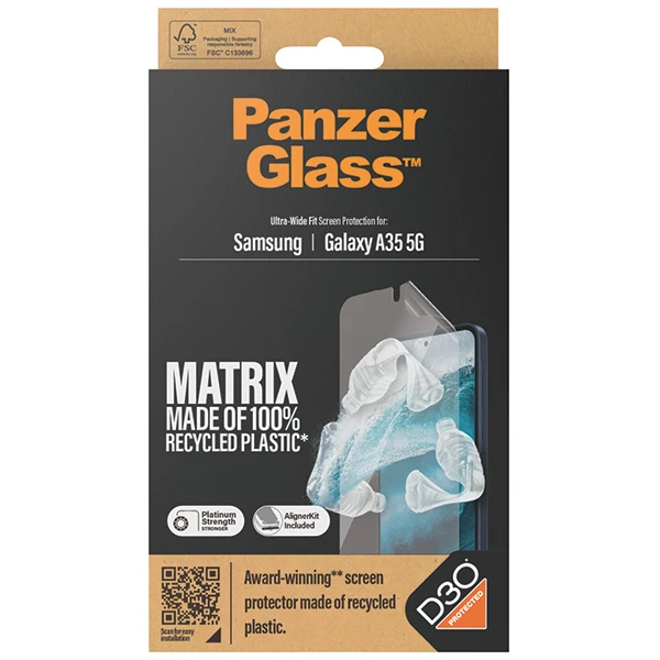 Panzer Glass PanzerGlass Matrix Ultra-Wide Fit folija su padėties nustatymo reguliatoriumi Samsung Galaxy A35 5G aprašymas - Prekės nuotrauka Panzer Glass PanzerGlass Matrix Ultra-Wide Fit folija su padėties nustatymo reguliatoriumi Samsung Galaxy A35 5G aprašymas - Prekės nuotrauka