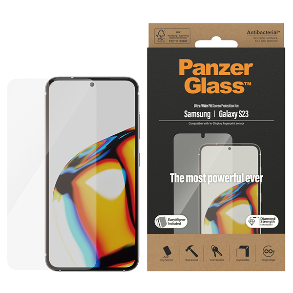 Panzer Glass PREMIUM TEMPERED stiklo ekrano apsauga, pilnas dangtelis, skirtas Samsung Galaxy S23 Ultra-Wide Fit AB aprašymas - Prekės nuotrauka