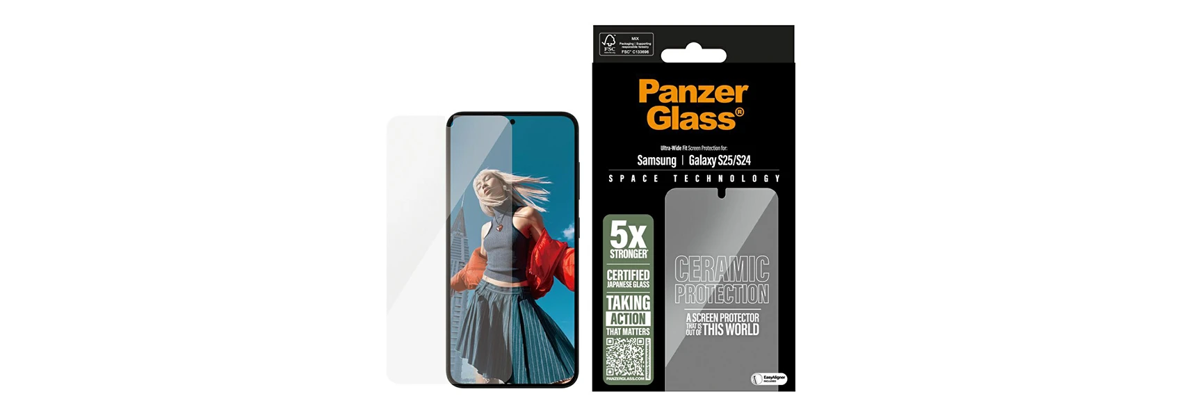 Panzer Glass PanzerGlass Ultra-Wide Fit Ceramic Glass for Samsung Galaxy S25 aprašymas - Prekės nuotrauka Panzer Glass PanzerGlass Ultra-Wide Fit Ceramic Glass for Samsung Galaxy S25 aprašymas - Prekės nuotrauka
