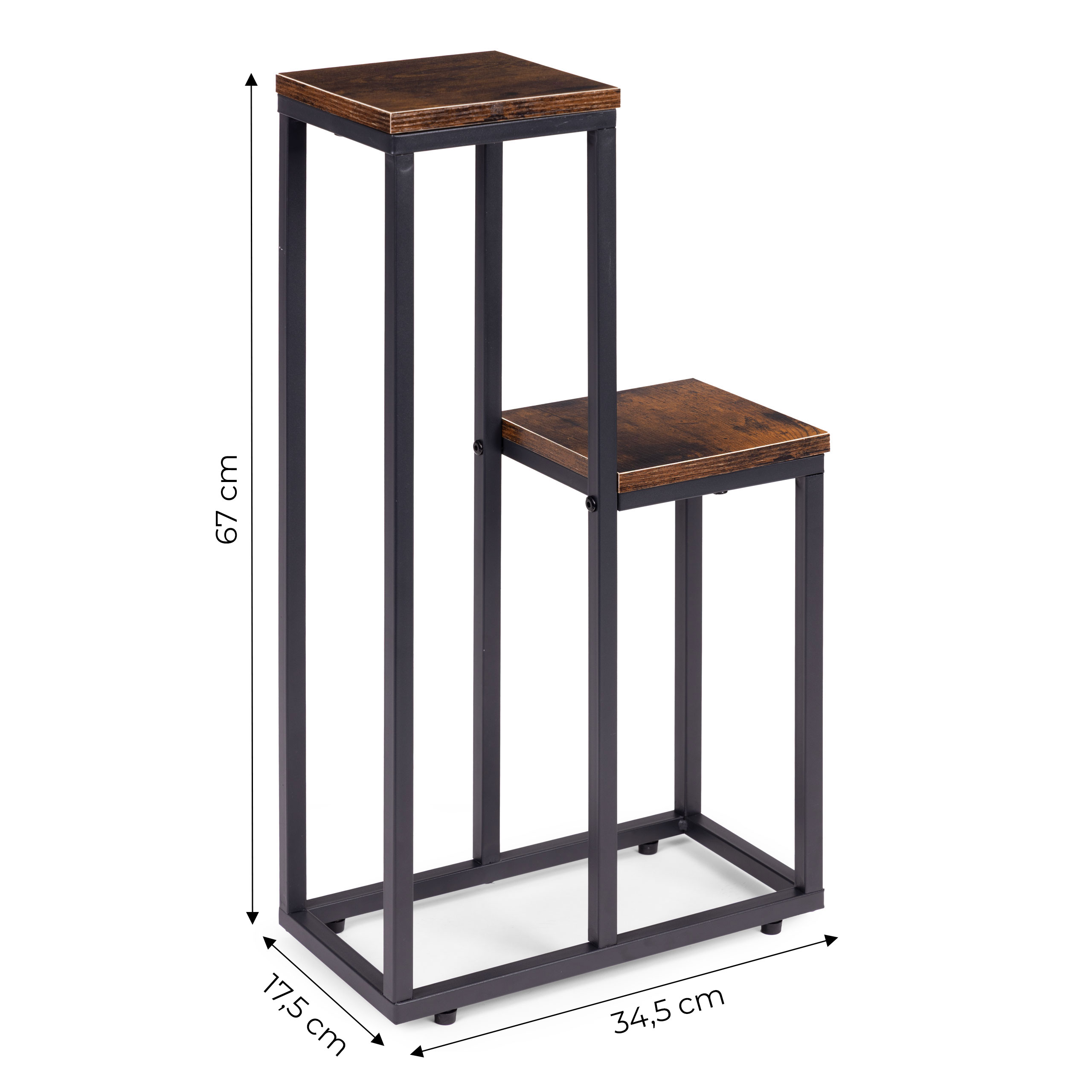 Pastatomas gėlių stovas dekoracijoms, 2 lentynos, Loft stiliaus, ModernHome aprašymas - Prekės nuotrauka