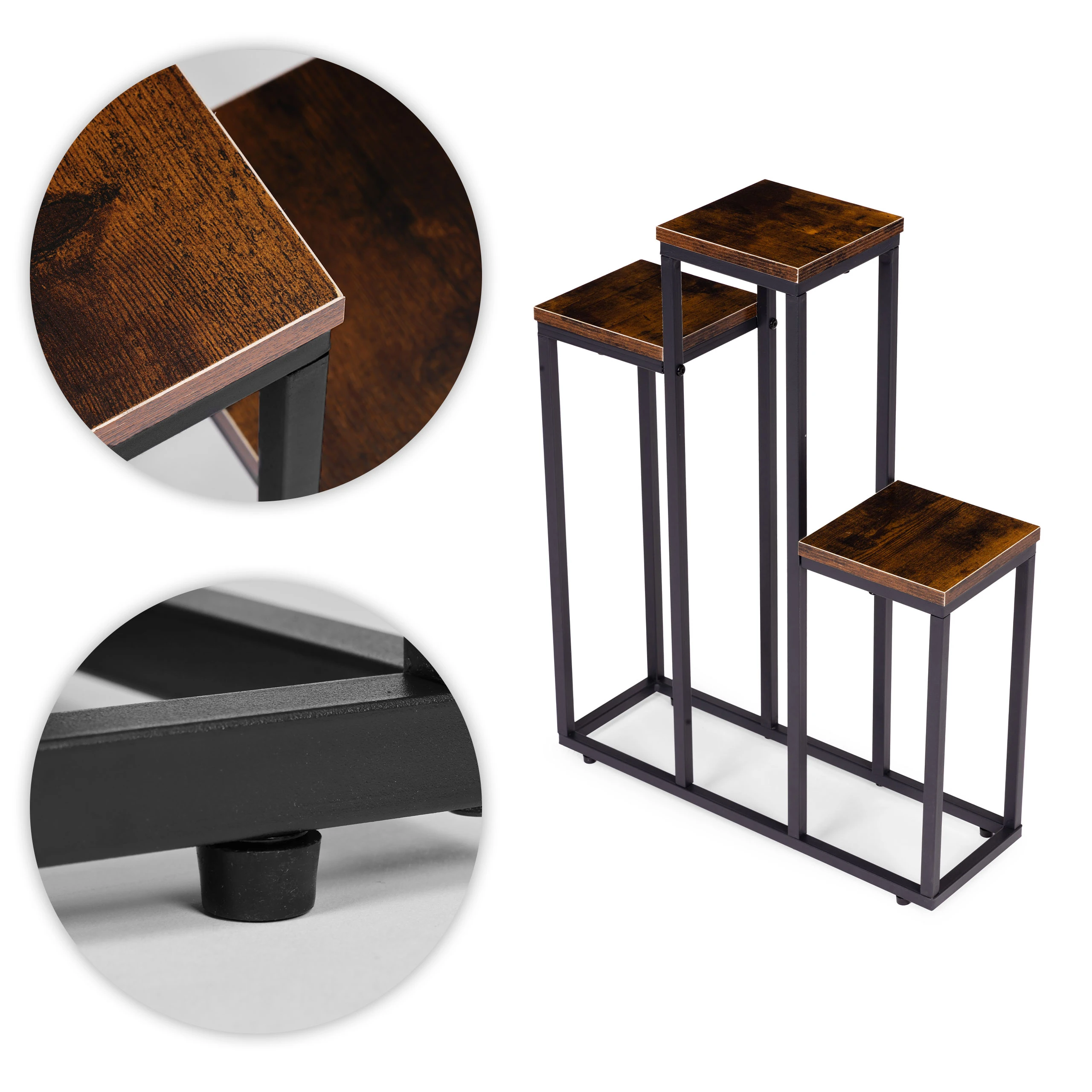Pastatomas gėlių stovas dekoracijoms, 3 lentynos, Loft stilius, ModernHome aprašymas - Prekės nuotrauka