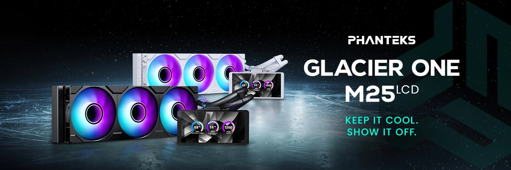 Phanteks Glacier One 360M25 LCD AiO Vanduo Cooling, 6-Inch Ekranas – 360mm, Baltas aprašymas - Prekės nuotrauka