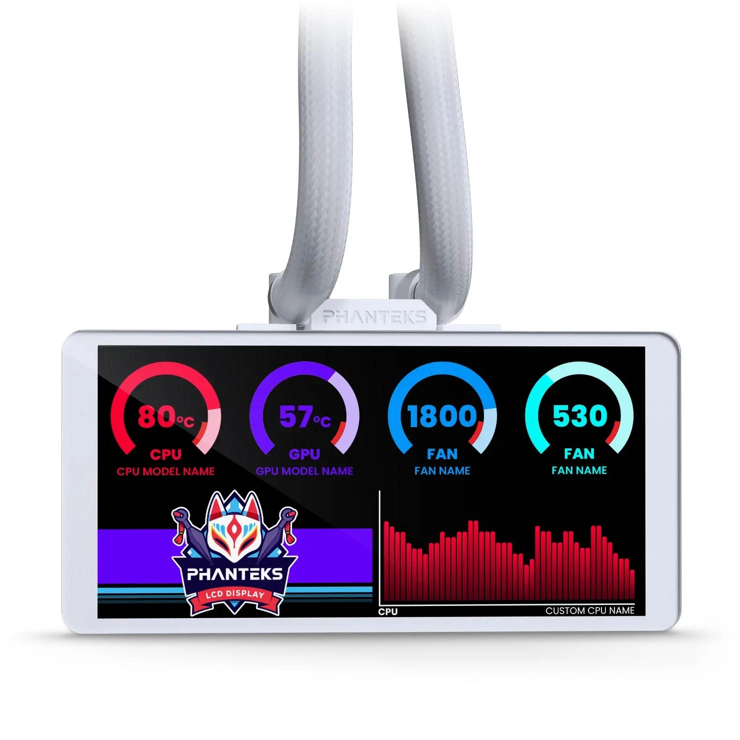 Phanteks Glacier One 360M25 LCD AiO Vanduo Cooling, 6-Inch Ekranas – 360mm, Baltas aprašymas - Prekės nuotrauka