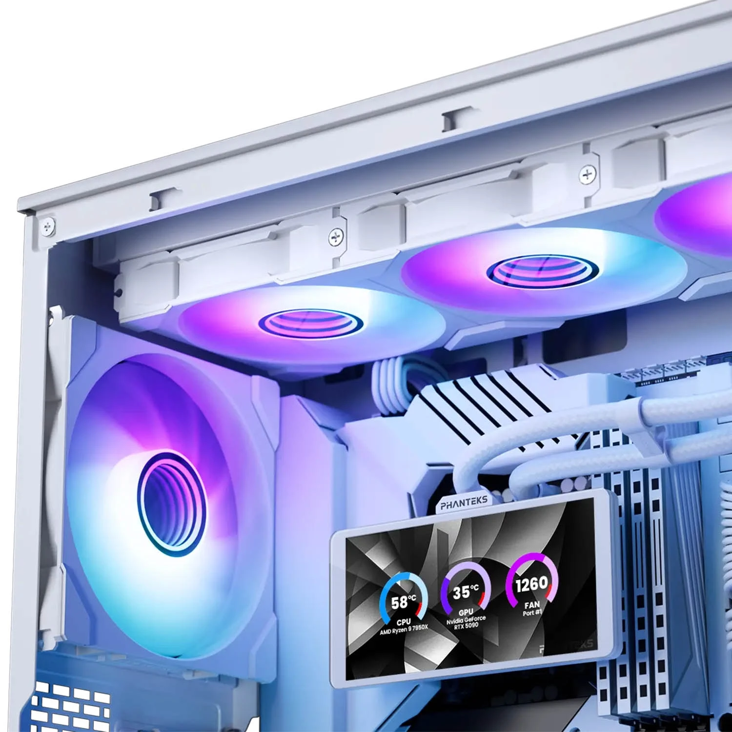Phanteks Glacier One 360M25 LCD AiO Vanduo Cooling, 6-Inch Ekranas – 360mm, Baltas aprašymas - Prekės nuotrauka