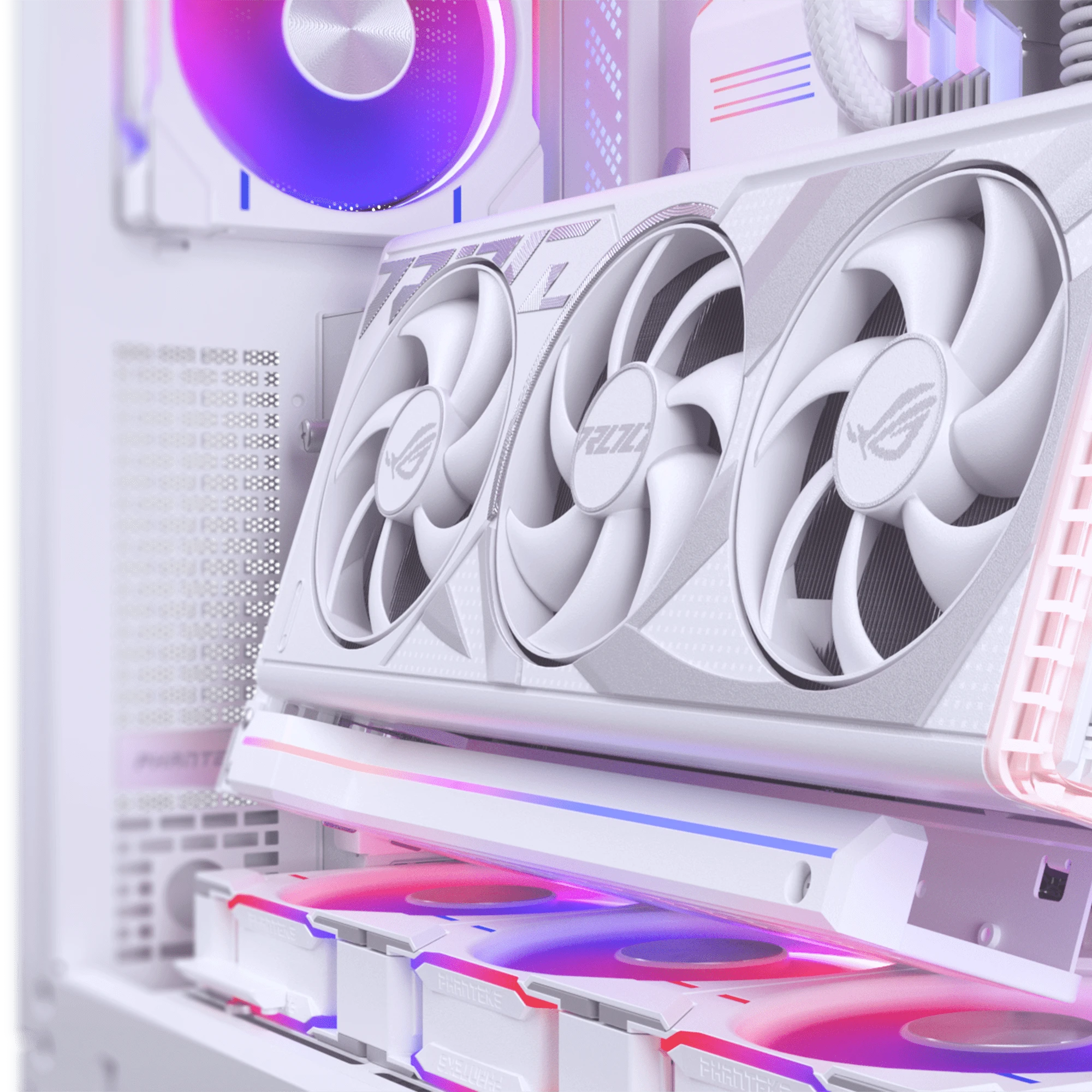 Phanteks Premium PCIe Gen 5 Vertical GPU Bracket, DRGB, with PCIe 5.0 Riser Cable – 220mm, baltas aprašymas - Prekės nuotrauka