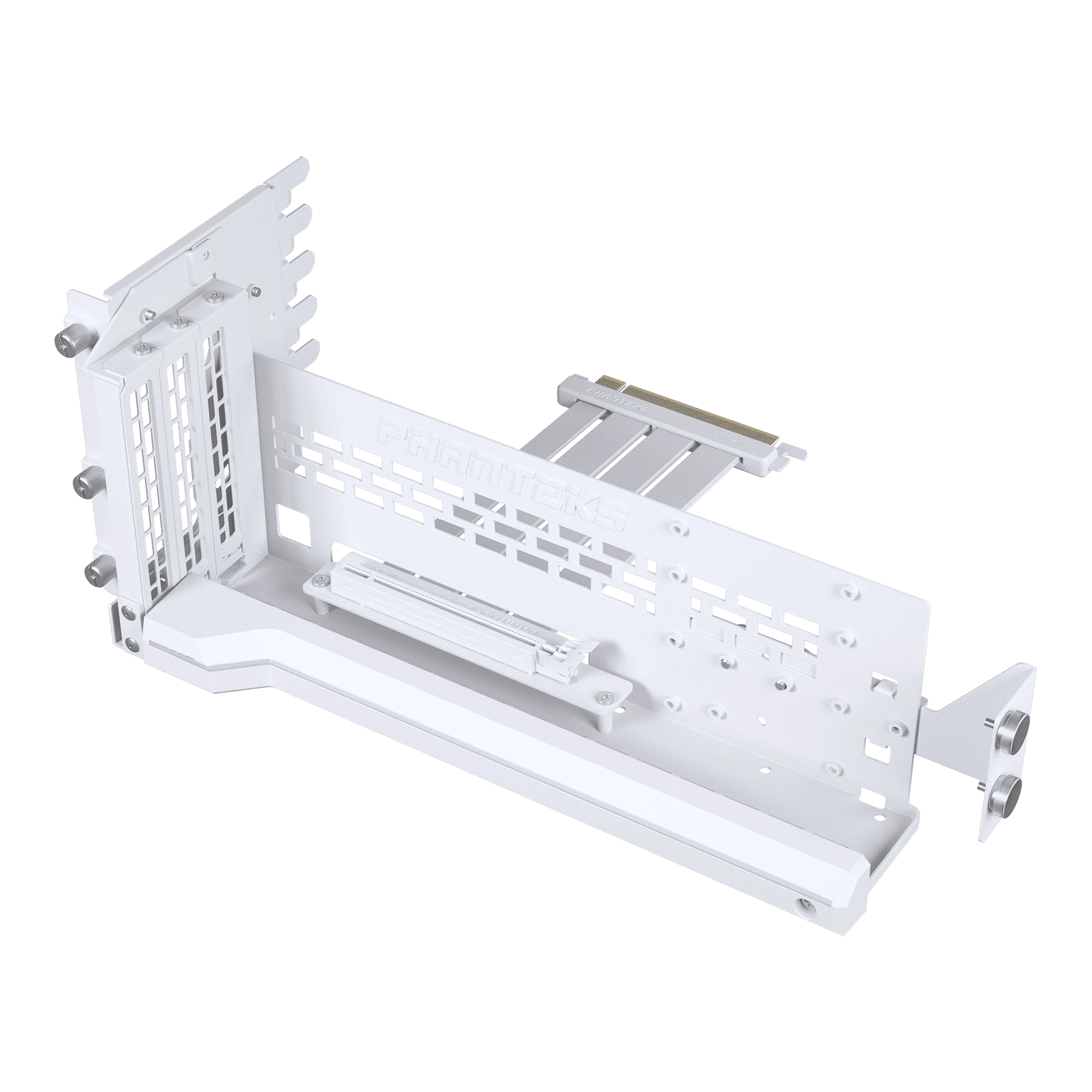 Phanteks Premium PCIe Gen 5 Vertical GPU Bracket, DRGB, with PCIe 5.0 Riser Cable – 220mm, baltas aprašymas - Prekės nuotrauka