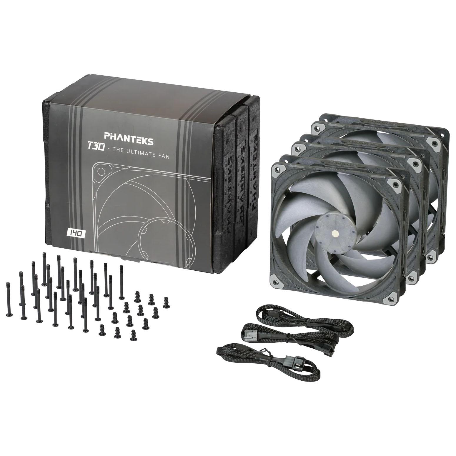 Phanteks T30 PWM 140mm Fan, Pack of 3 – Juodas aprašymas - Prekės nuotrauka Phanteks T30 PWM 140mm Fan, Pack of 3 – Juodas aprašymas - Prekės nuotrauka