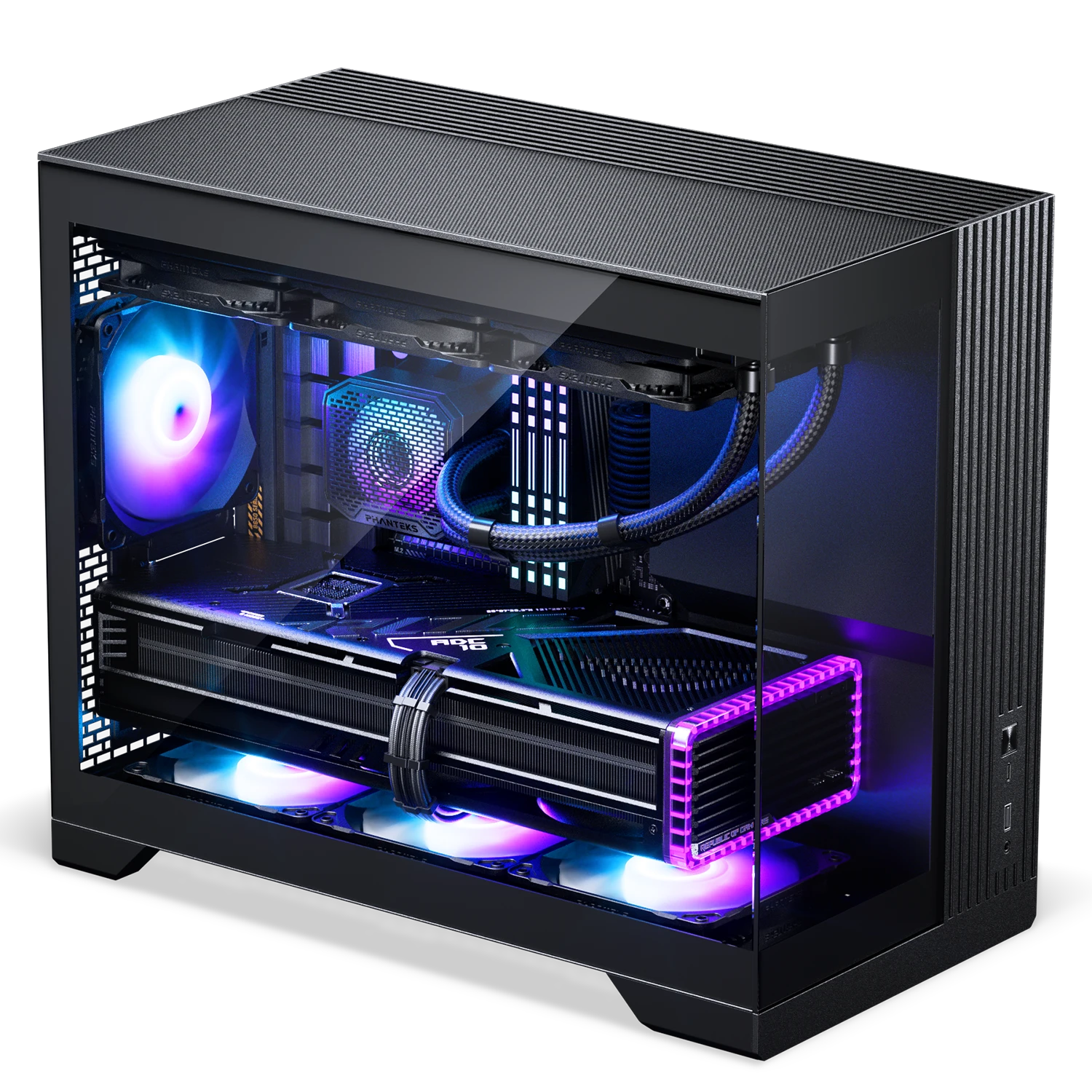 Phanteks XT V3 PC Case, Mini Case, mATX, Tempered Glass – including 3x 120mm Fans, Juodas aprašymas - Prekės nuotrauka